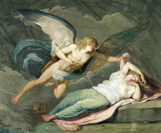 Scena da Il mito di Amore e Psiche, di Felice Giani, 1794, pittura murale a tempera