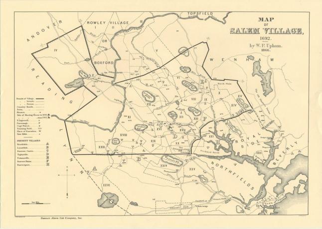 Mappa del villaggio di Salem da Upham