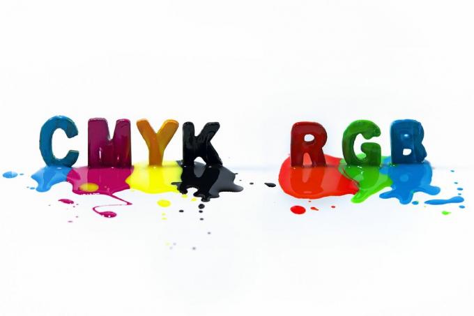 Lettere maiuscole CMYK RGB multicolori