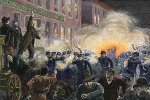 Illustrazione a colori del 1886 Haymarket Square Riot