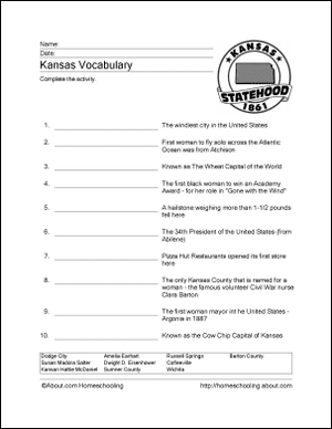 Foglio di lavoro del Kansas