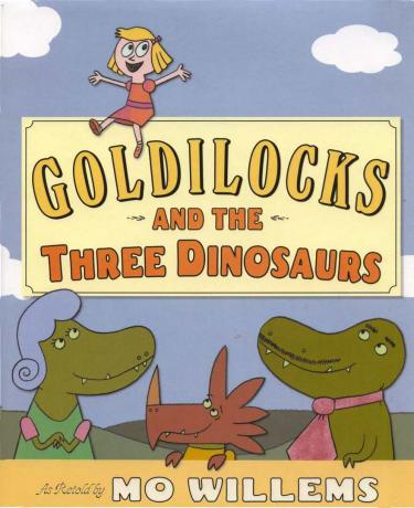 Riccioli d'oro e tre dinosauri - Copertina del libro illustrato