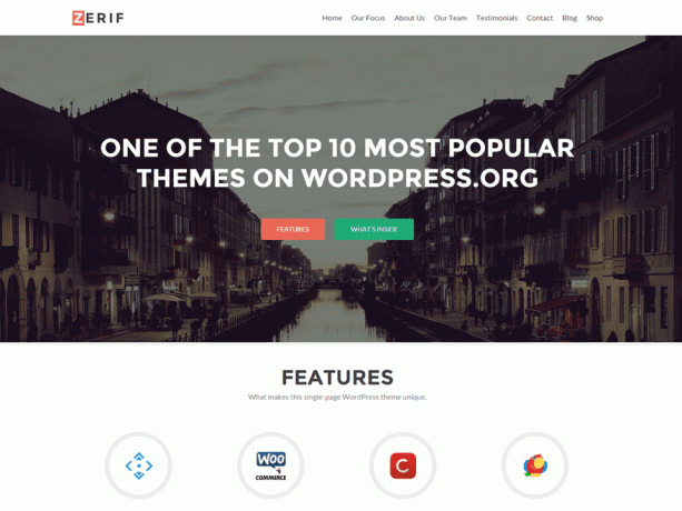 Schermata del tema Zerif Lite WordPress