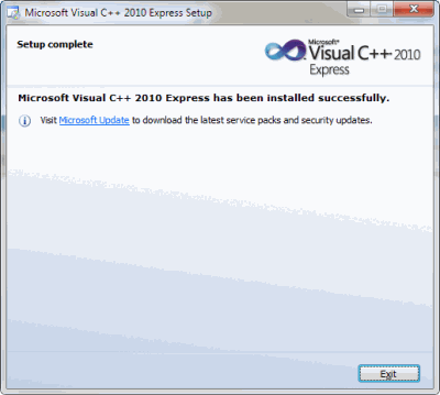 Visual C ++ 2010 Express installato correttamente