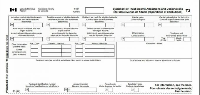 Modulo fiscale canadese T3 2018