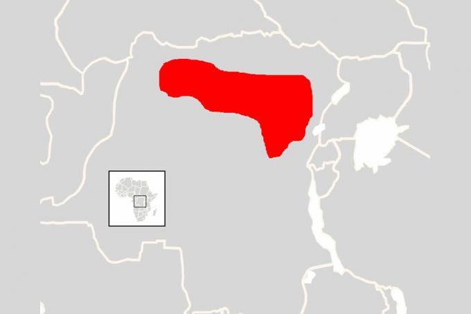 Mappa di distribuzione di Okapi