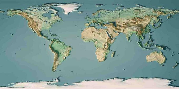 Mappa del mondo 3D Rendering Mappa topografica