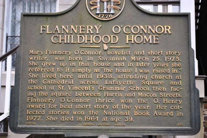 Targa nella casa d'infanzia di Flannery O'Connor