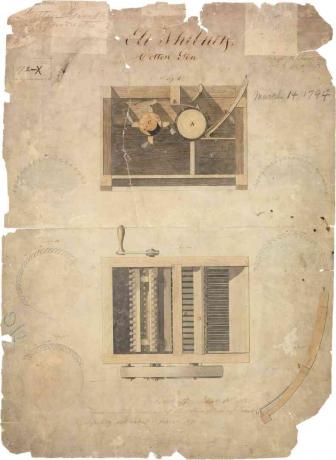 Brevetto originale di Eli Whitney per il gin di cotone, datato 14 marzo 1794.