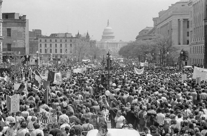 Fotografia della protesta della guerra del Vietnam a Washington