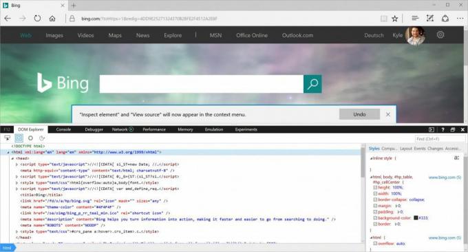 Ispeziona gli elementi web in Microsoft Edge
