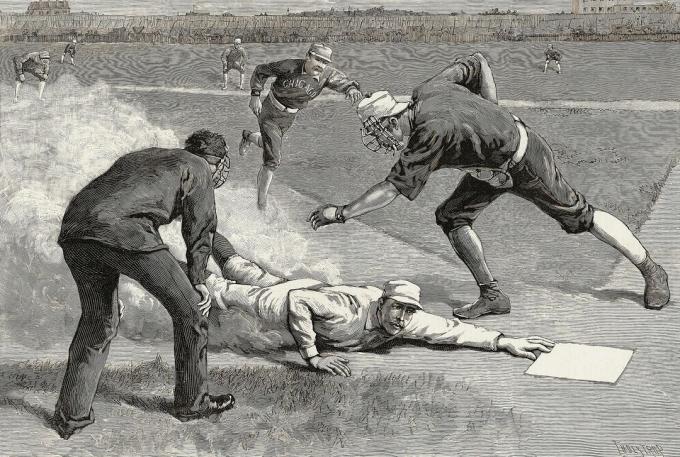 Illustrazione del giocatore di baseball del XIX secolo Buck Ewing