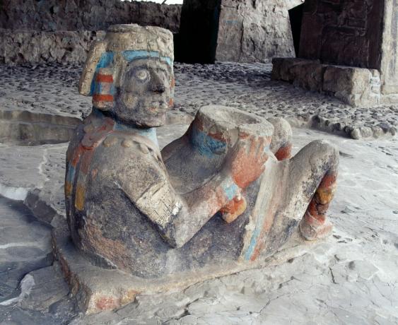 Chac Mool presso il Templo Mayor, Tenochtitlan