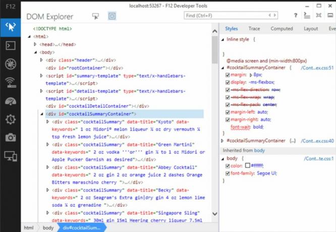 Ispeziona gli elementi web in Internet Explorer