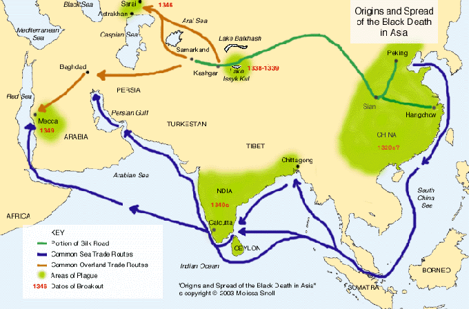 Possibili siti di origine della peste