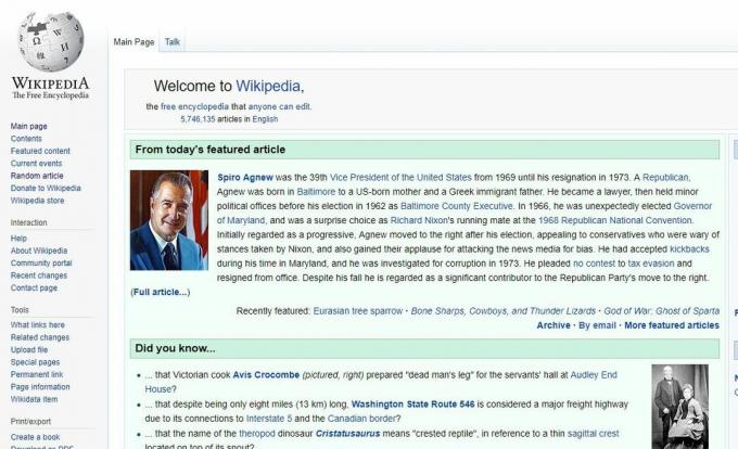 Barra di navigazione verticale di Wikipedia