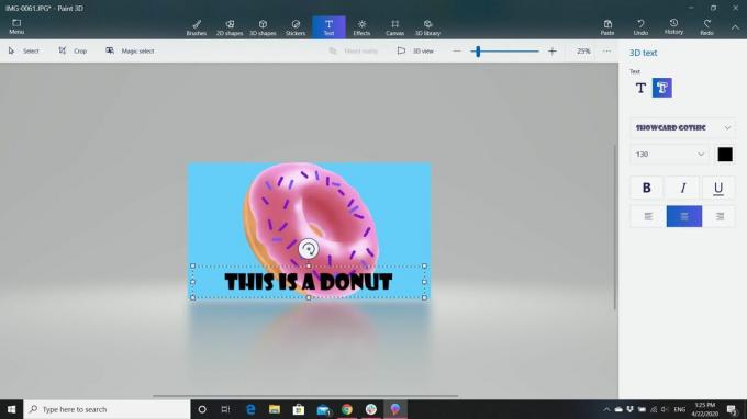 Paint 3D ti consente di aggiungere testo a un'immagine in miniatura