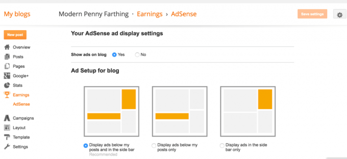 Specifica dove visualizzare AdSense