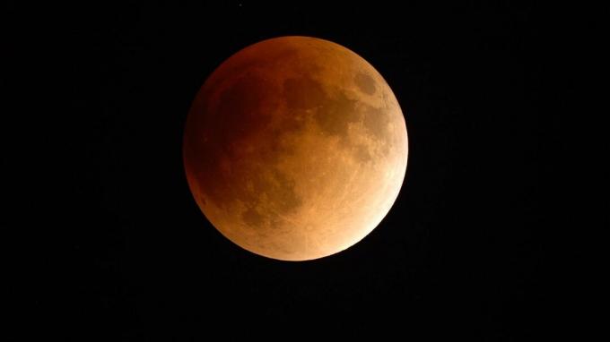 Un'eclissi lunare vista attraverso il telescopio dell'Osservatorio Griffith.