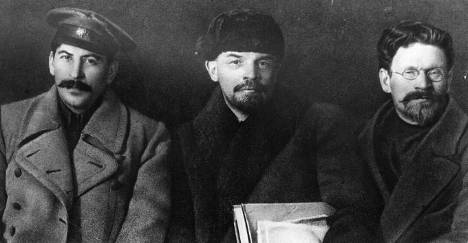 Joseph Stalin, Vladimir Ilyich Lenin e Mikhail Ivanovich Kalinin