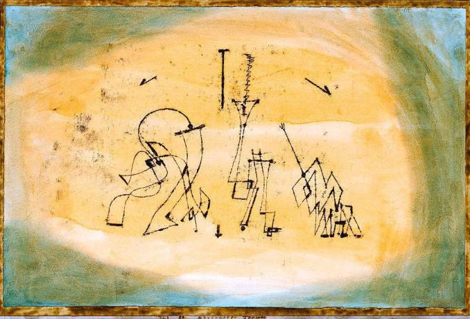 Penna astratta e pittura ad acquerello intitolata Trio astratto di Paul Klee