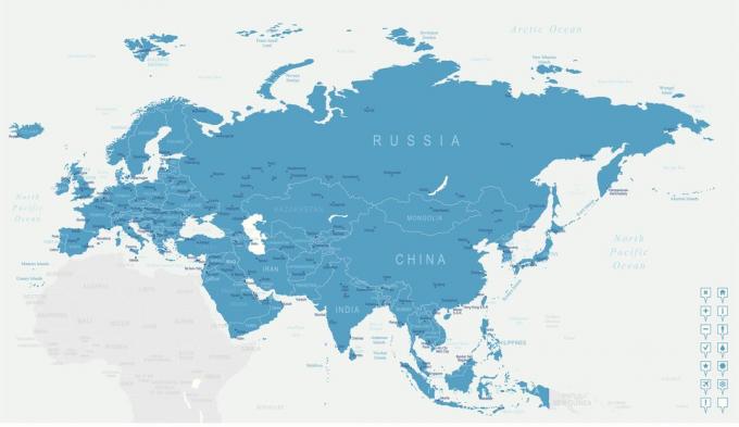 Mappa digitale della mappa dell'Eurasia.