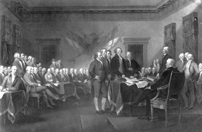 Il primo Congresso Continentale si tiene a Carpenter's Hall, Filadelfia per definire i diritti americani e organizzare un piano di resistenza agli atti coercitivi imposti dal parlamento britannico come punizione per il Boston Tea Festa.