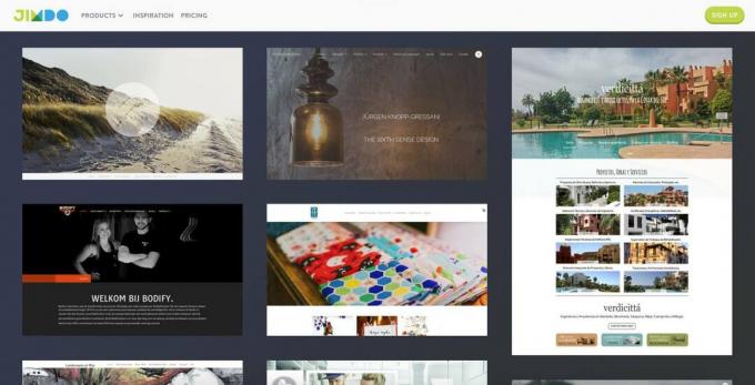 Uno screenshot di Jimdo.com.