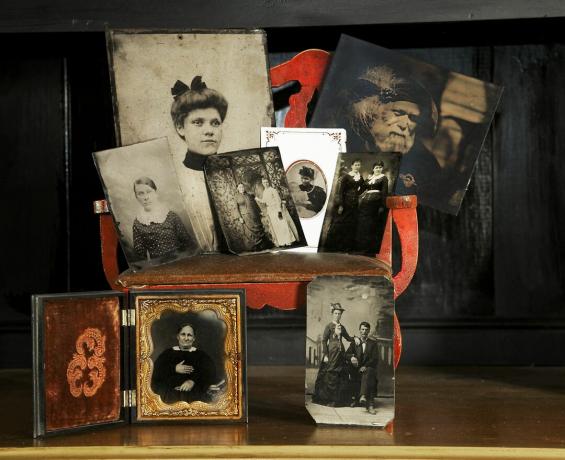 Collezione Tintype di vecchie fotografie di famiglia