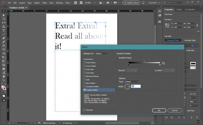 Sfumatura in InDesign