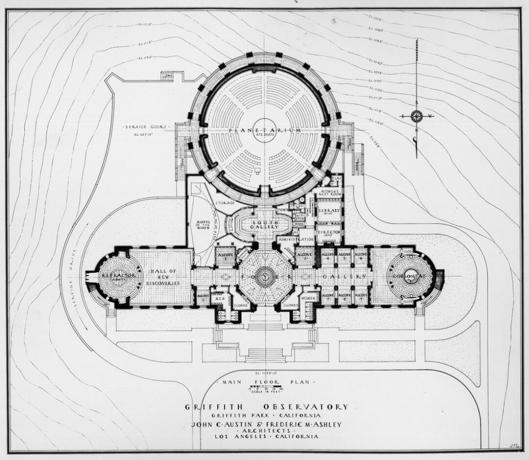 Planimetria dell'Osservatorio Griffith nel 1933.