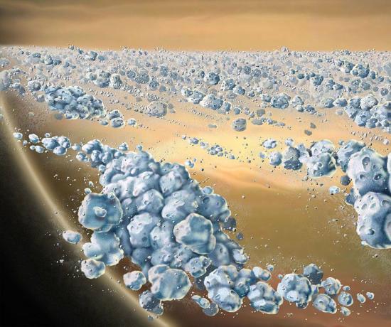 Rappresentazione dell'artista delle particelle dell'anello.