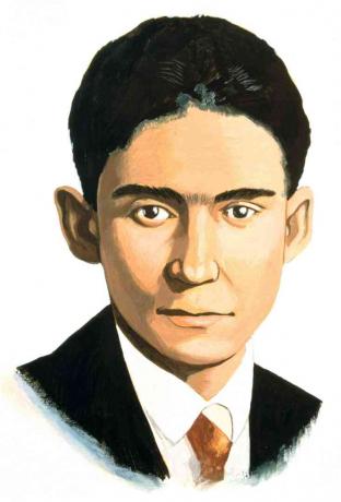 Franz Kafka, romanziere ceco, all'inizio del XX secolo.