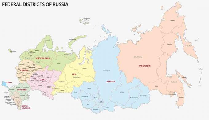 Mappa dei distretti federali della Russia